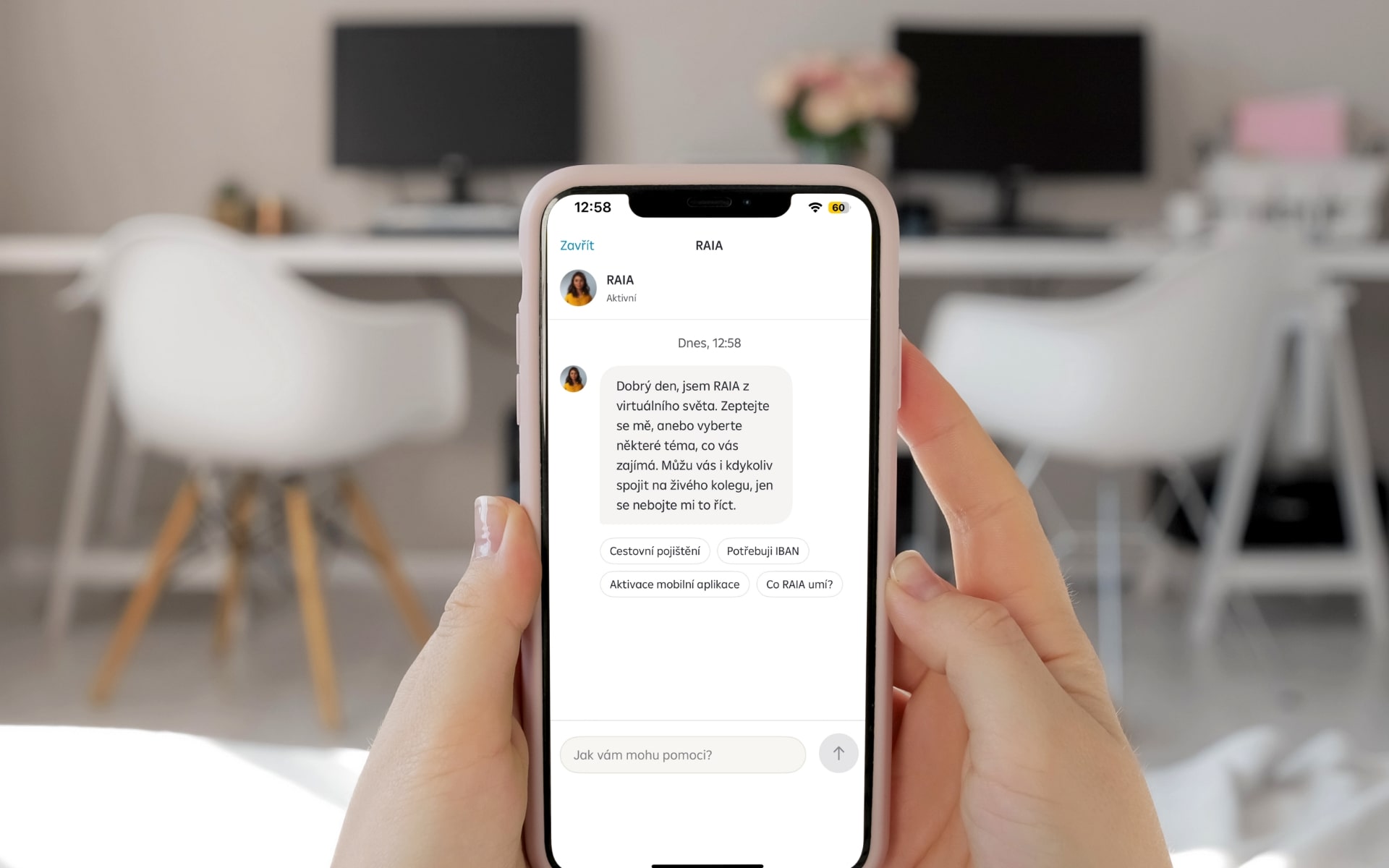 Vstupní obrazovka chatu se základní informací