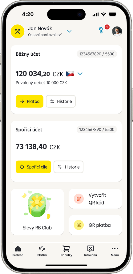 Nstavení v mobilním bankovnictví