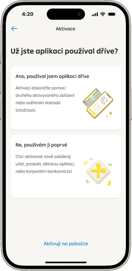 Mobile app screen with activation proces
